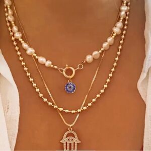 Triple Layer Hamsa Necklace